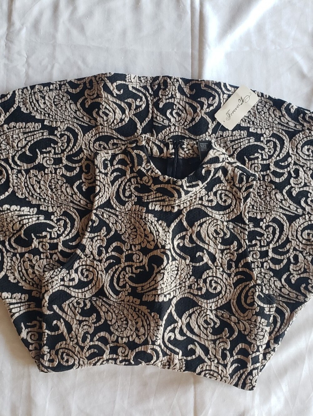 Forever 21 Black Dress with Beige Paisley Print